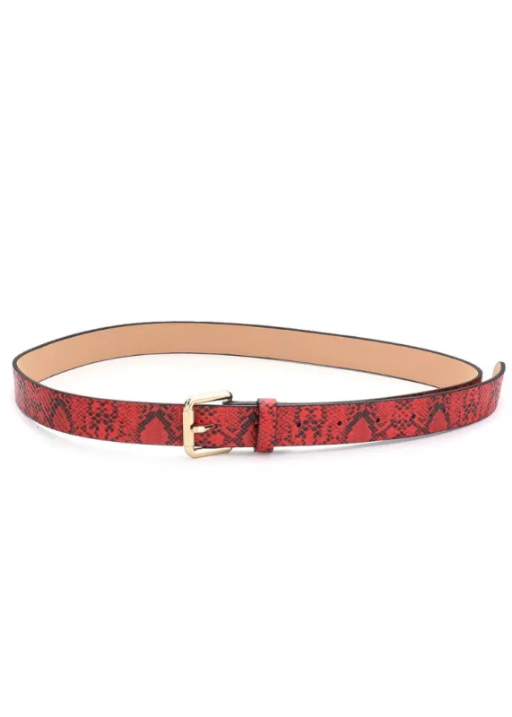 Red Snakeskin Faux Leather Belt sold by Pretty Attitude