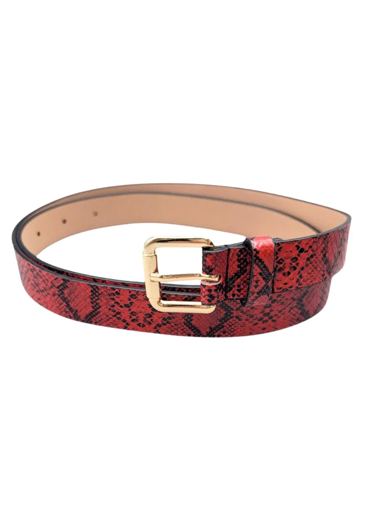 Red Snakeskin Faux Leather Belt sold by Pretty Attitude product image thumbnail 2