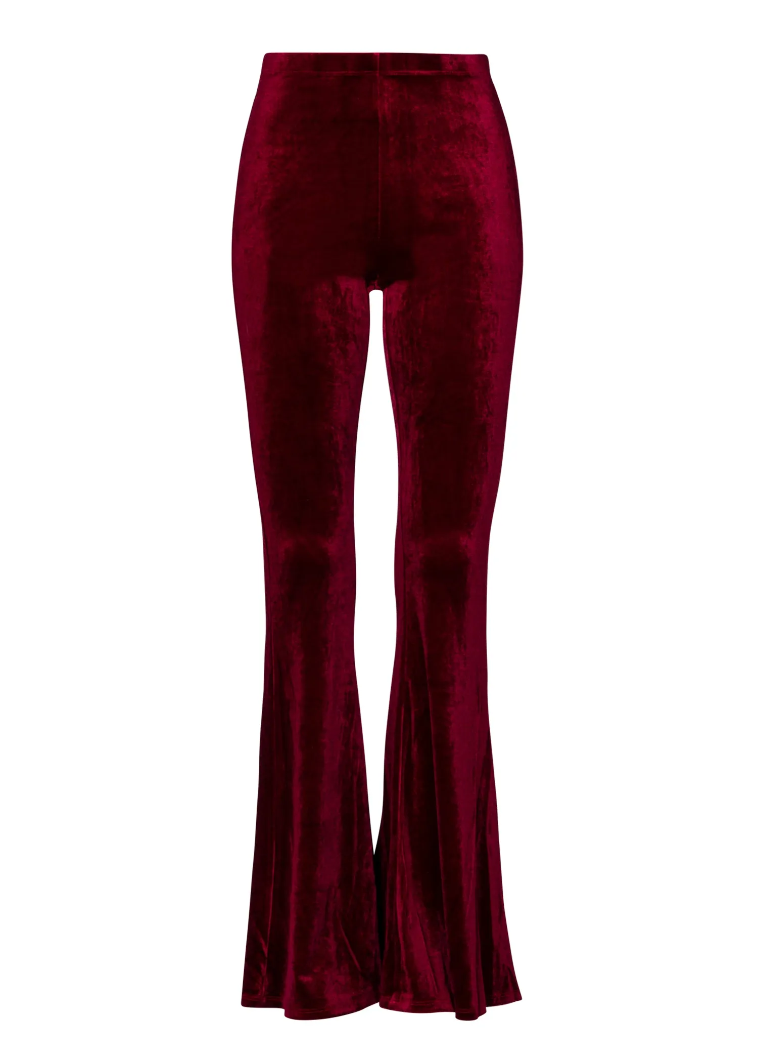 Burgundy Red Velvet Bell Bottom Flare Pants sold by Pretty Attitude