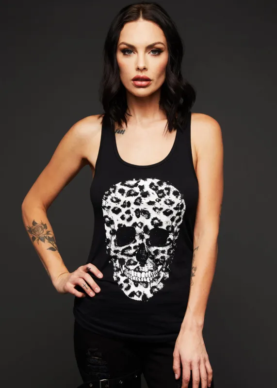 Renegade Leopard Print Skull Tank Top Sleeveless Tee sold by Pretty Attitude