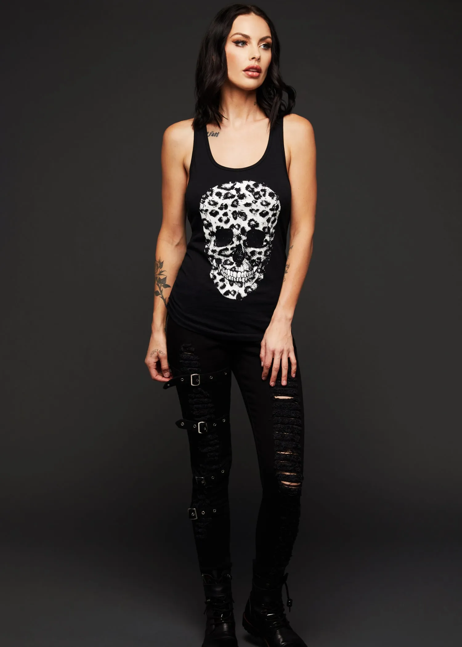 Renegade Leopard Print Skull Tank Top Sleeveless Tee sold by Pretty Attitude product image thumbnail 2