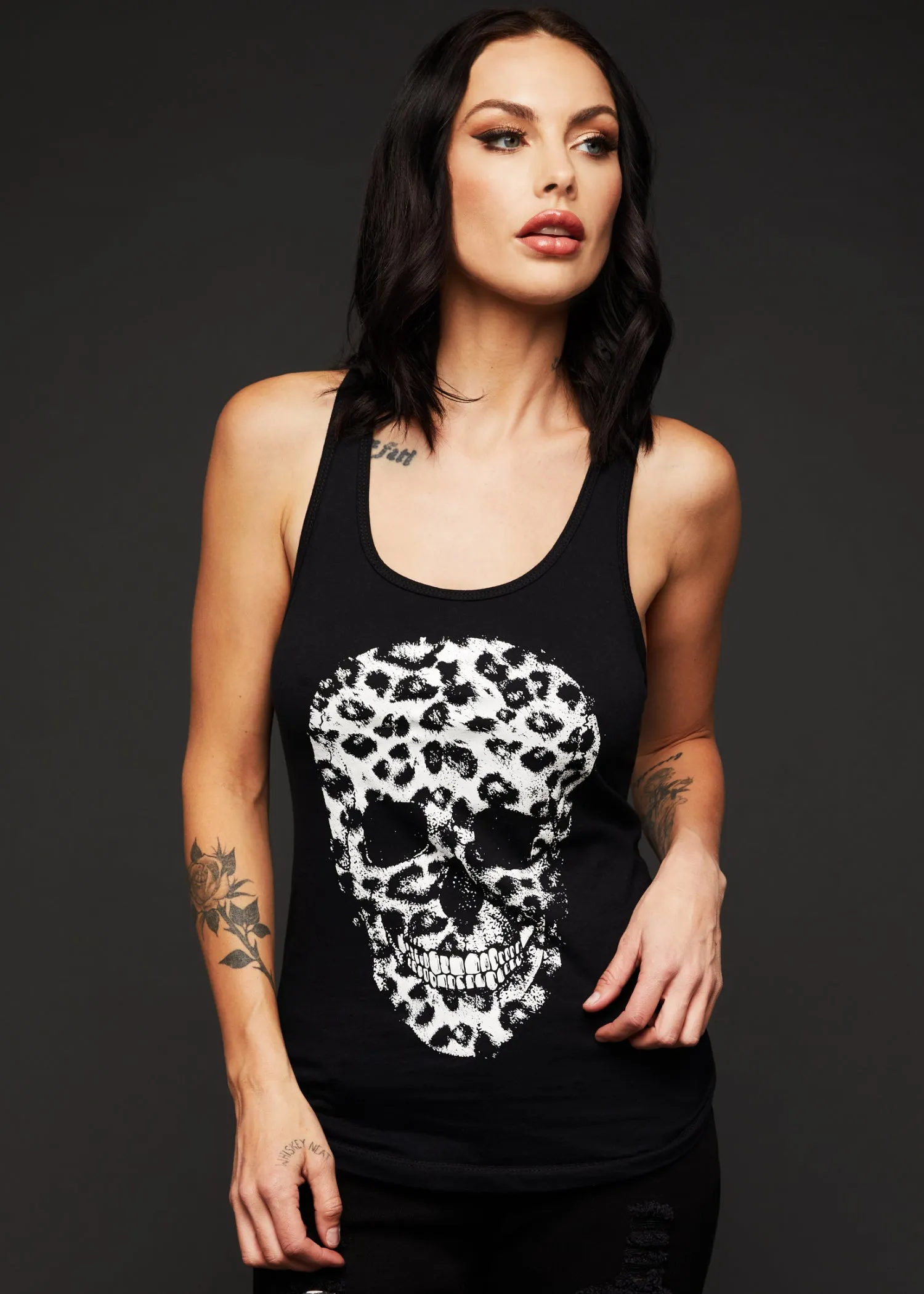 Renegade Leopard Print Skull Tank Top Sleeveless Tee sold by Pretty Attitude product image thumbnail 3