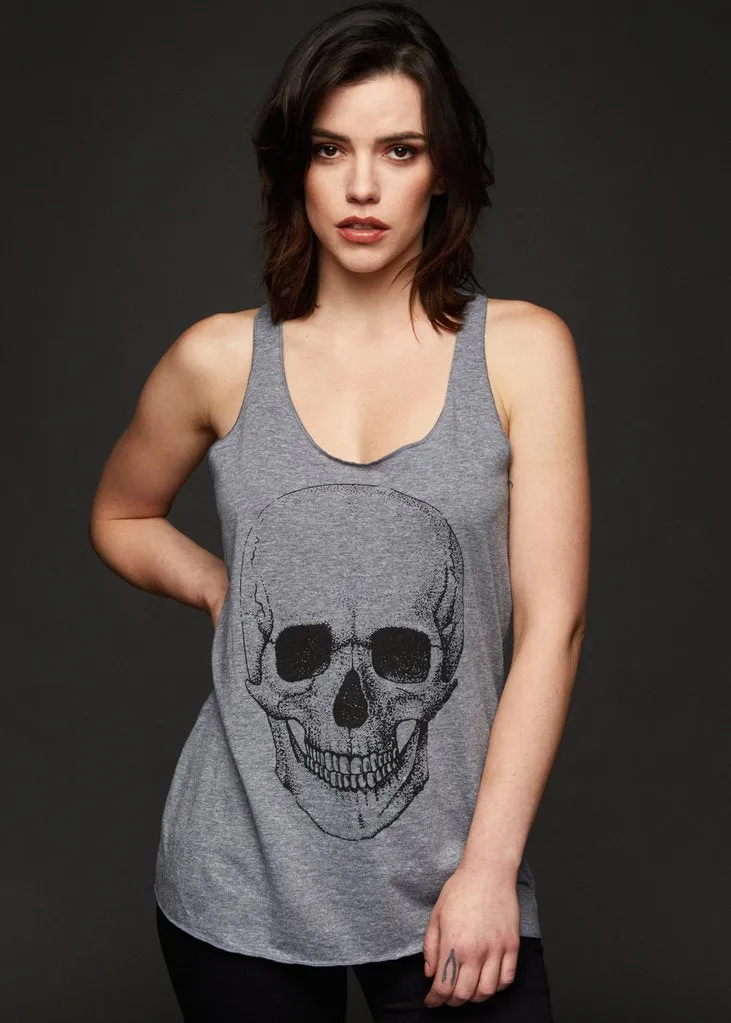Lets Get Rocked Heather Grey Skull Loose Fit Tank Top sold by Pretty Attitude product image thumbnail 3