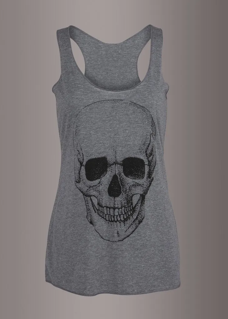 Lets Get Rocked Heather Grey Skull Loose Fit Tank Top sold by Pretty Attitude product image thumbnail 4