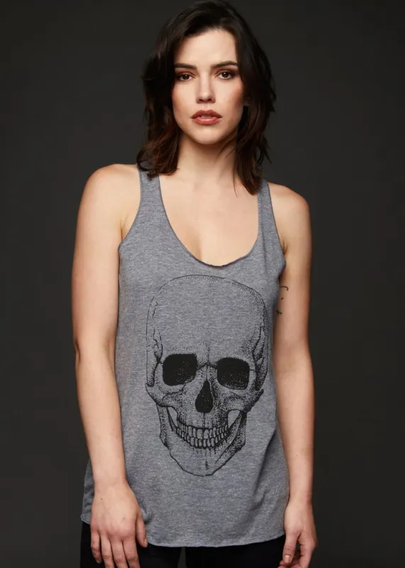 Lets Get Rocked Heather Grey Skull Loose Fit Tank Top sold by Pretty Attitude