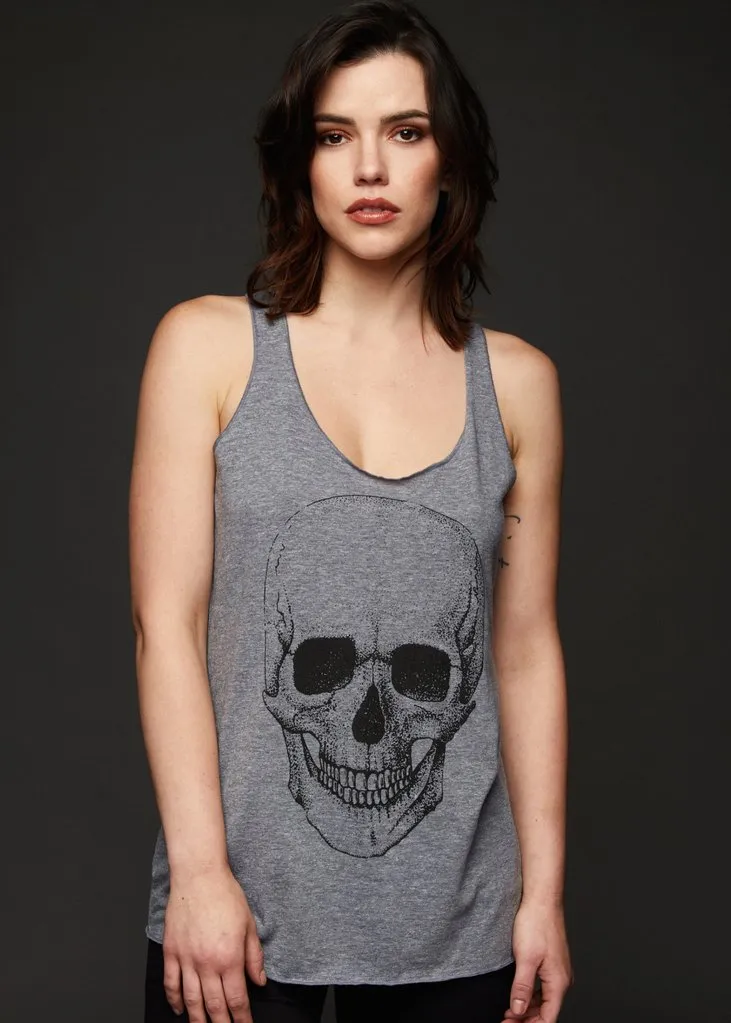 Lets Get Rocked Heather Grey Skull Loose Fit Tank Top sold by Pretty Attitude