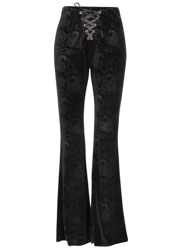 Black Burnout Velvet Bell Bottom Pants sold by Pretty Attitude