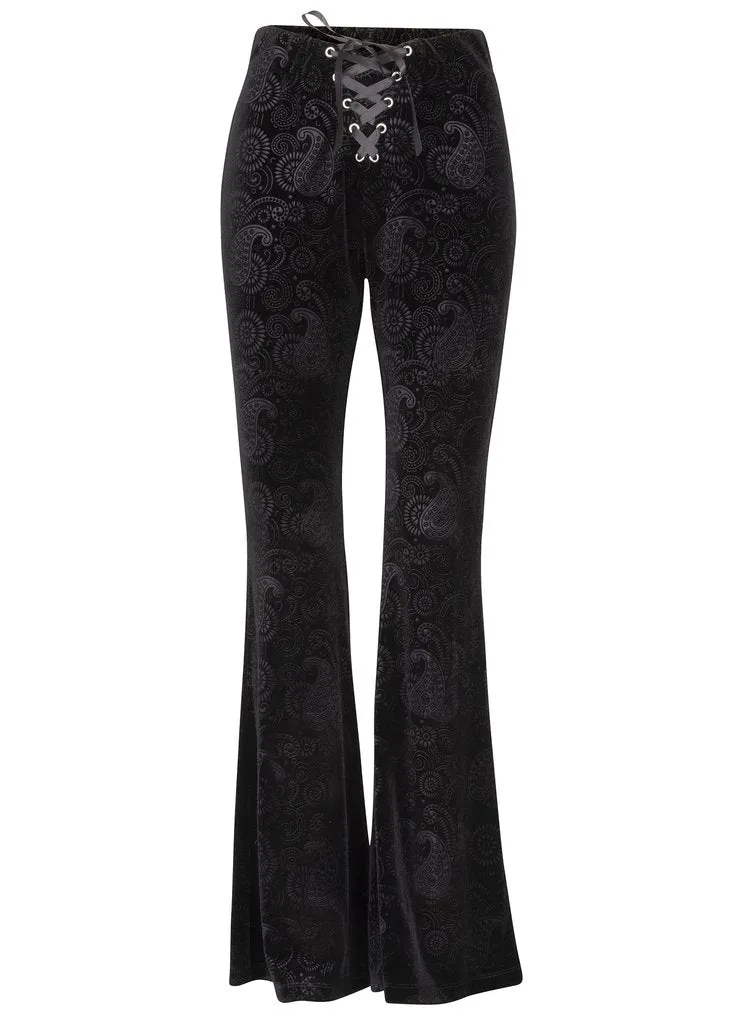 Black Burnout Velvet Bell Bottom Pants sold by Pretty Attitude