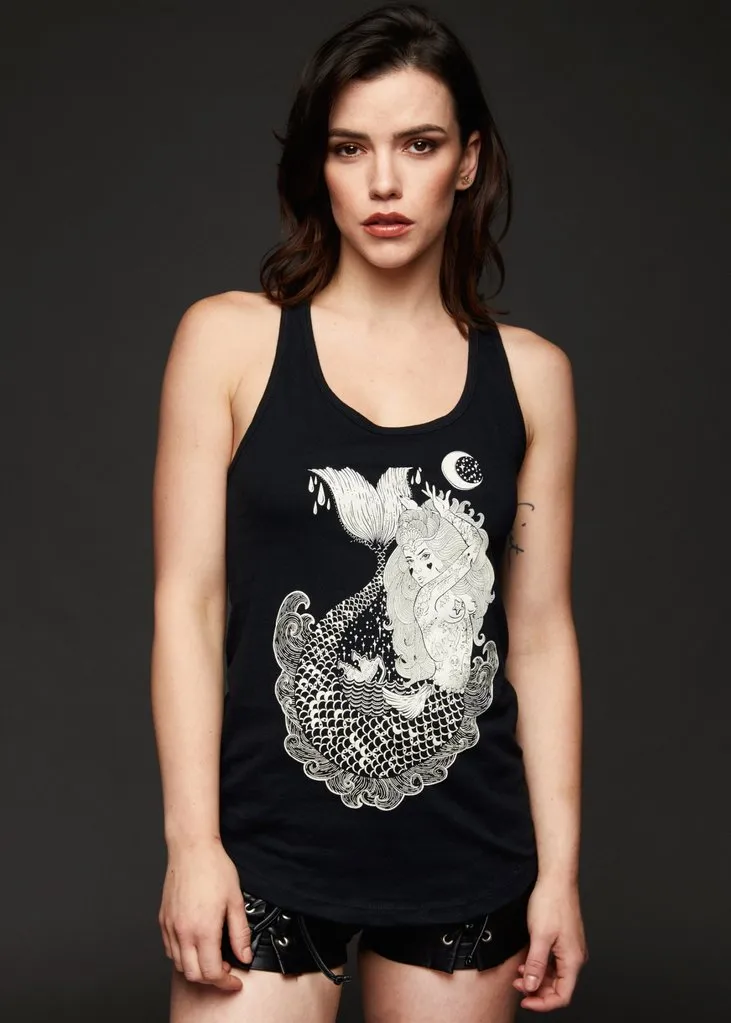 Mermaid Vibes Black Loose Fit Tank Top sold by Pretty Attitude product image thumbnail 2