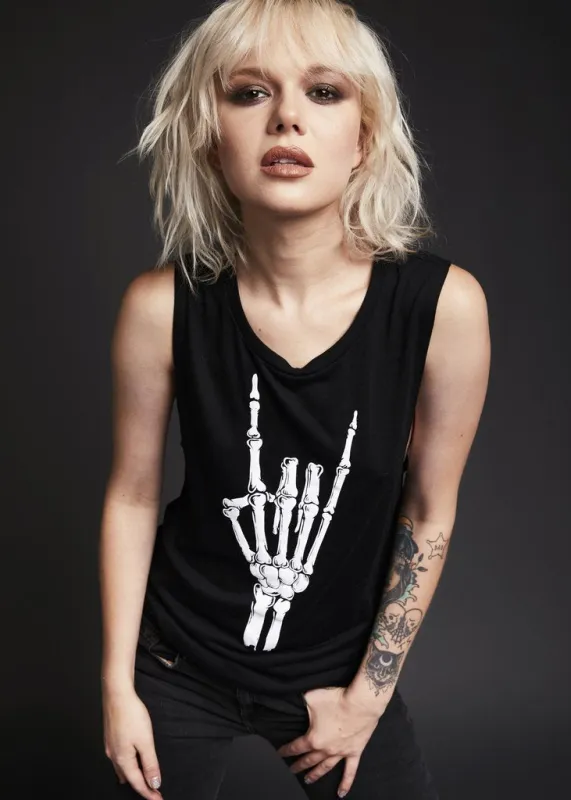 Hell Raiser Skeleton Heavy Metal Hand Loose Fit Tank Top sold by Pretty Attitude