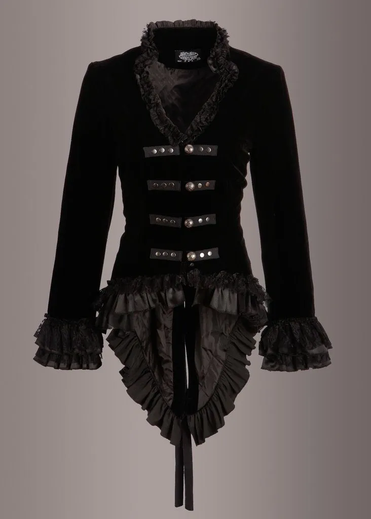 Vampire Royalty Black Tailcoat Velvet Gothic Jacket sold by Pretty Attitude product image thumbnail 4