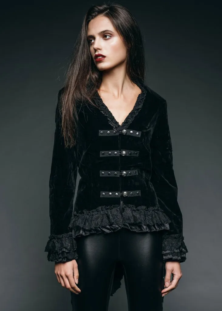 Vampire Royalty Black Tailcoat Velvet Gothic Jacket sold by Pretty Attitude product image thumbnail 3