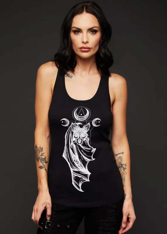 Midnight Hour Bat Loose Fit Tank Top made by Pretty Attitude