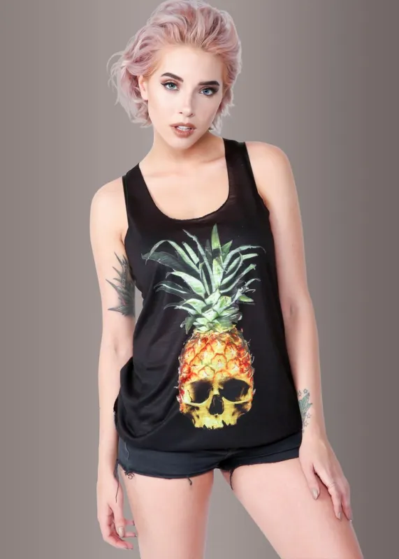 Pina Skulllada Pineapple Skull Loose Fit Tank Top sold by Pretty Attitude