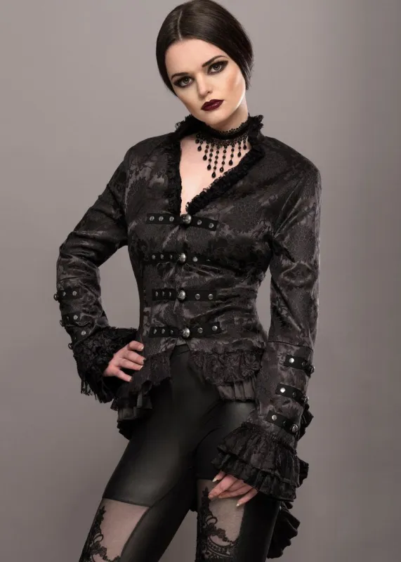 Elegant Black Victorian Jacket with Lace Embellishments made by Pretty Attitude