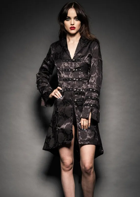 Black Brocade Gothic Pirate Coat sold by Pretty Attitude