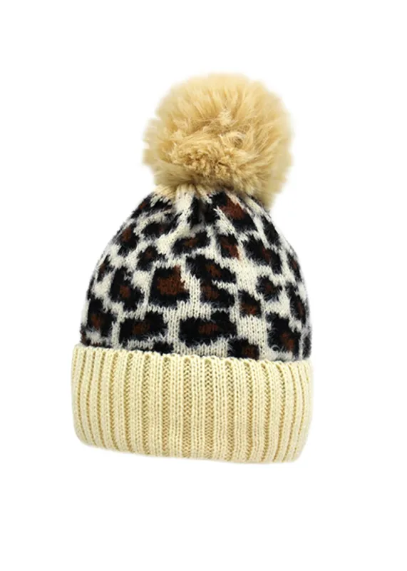 Leopard Knit Beanie Hat with Pom Pom sold by Pretty Attitude