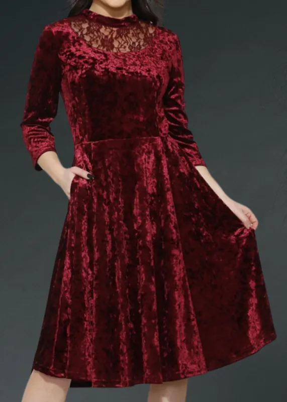 Red Velvet Gothic Dress with Lace Details sold by Pretty Attitude