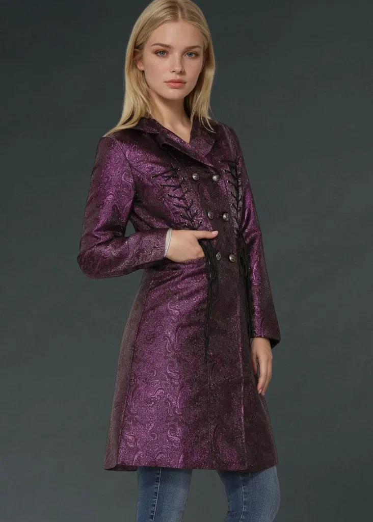 Gothic Purple Women’s Coat with Corset Lacing sold by Pretty Attitude product image thumbnail 2