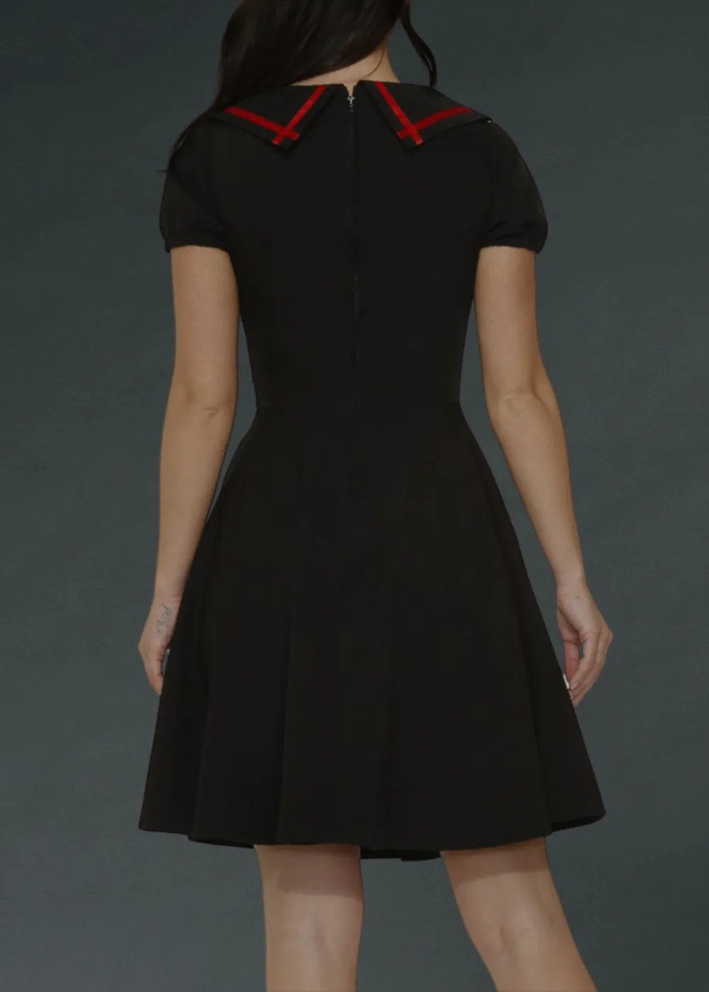 Gothic Collar Dress with Red Corset Lacing sold by Pretty Attitude product image thumbnail 3