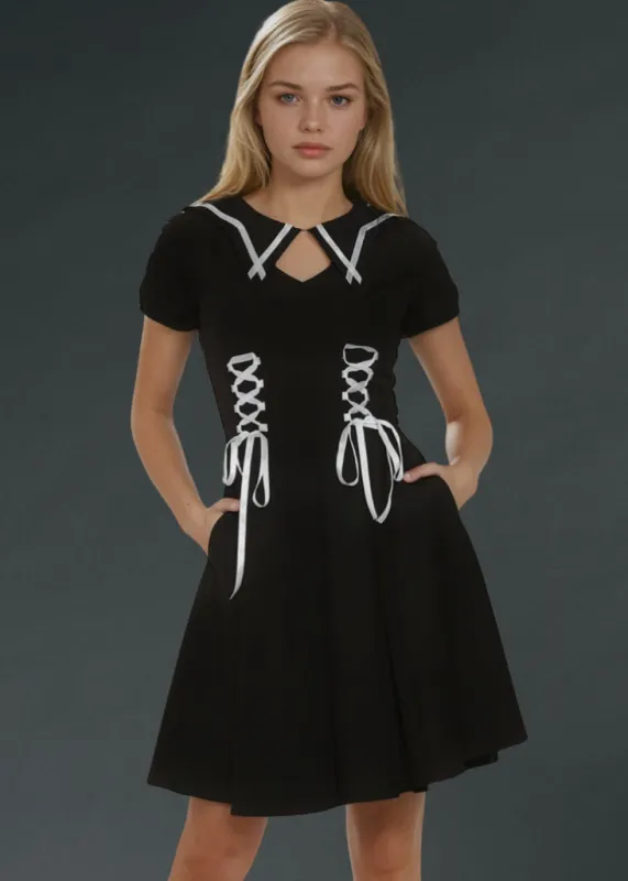 Gothic Collar Dress with Corset Lacing sold by Pretty Attitude