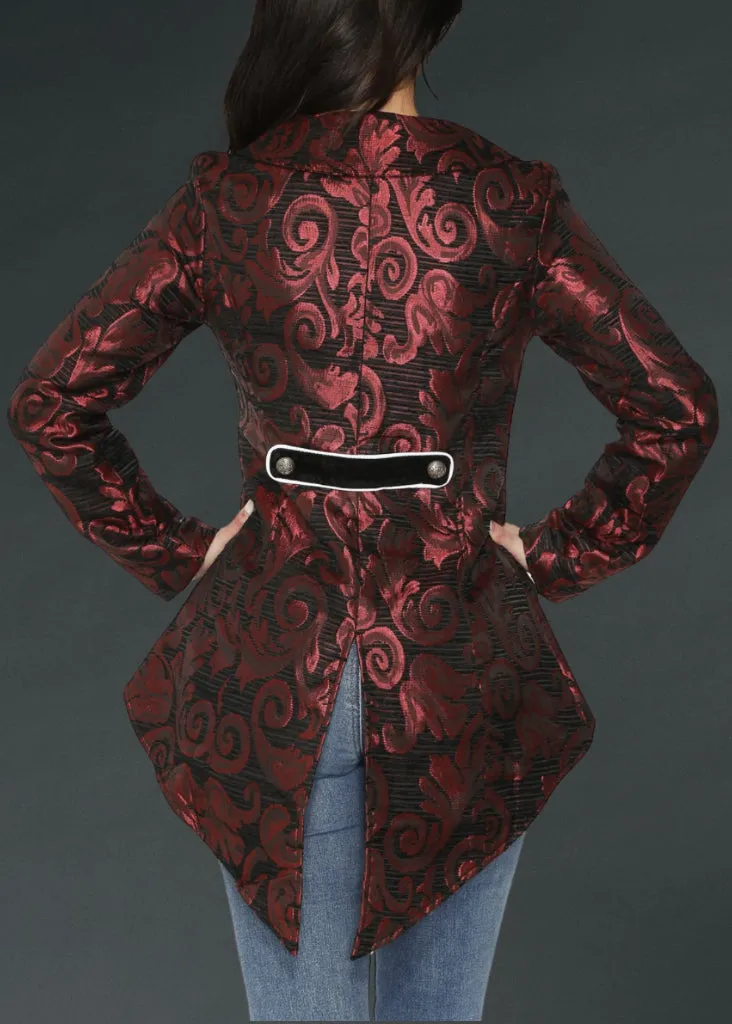 Red Brocade Steampunk Tailcoat sold by Pretty Attitude product image thumbnail 2