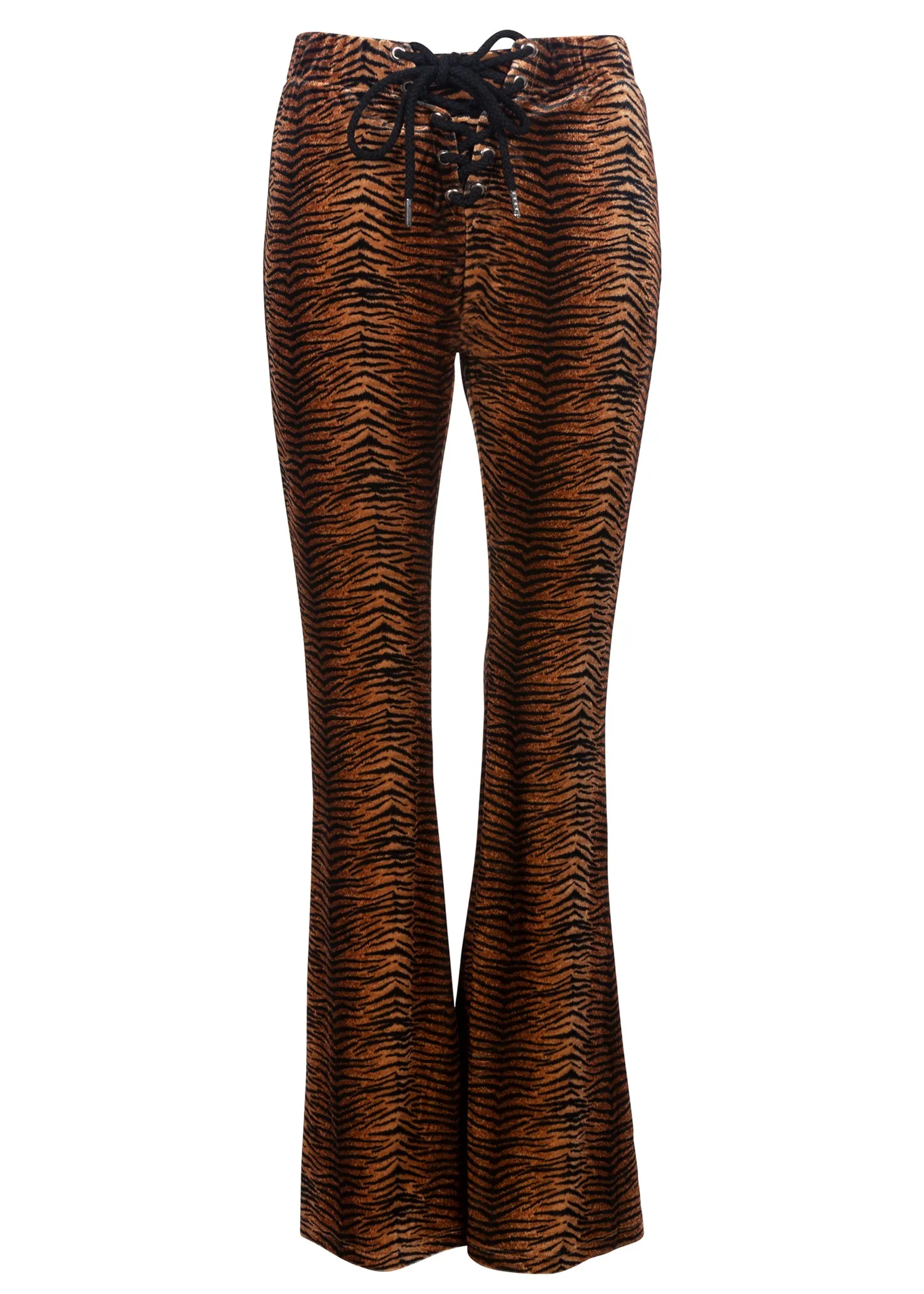 Eye of the Tiger Animal Print Velvet Flare Pants Bell Bottoms sold by Pretty Attitude