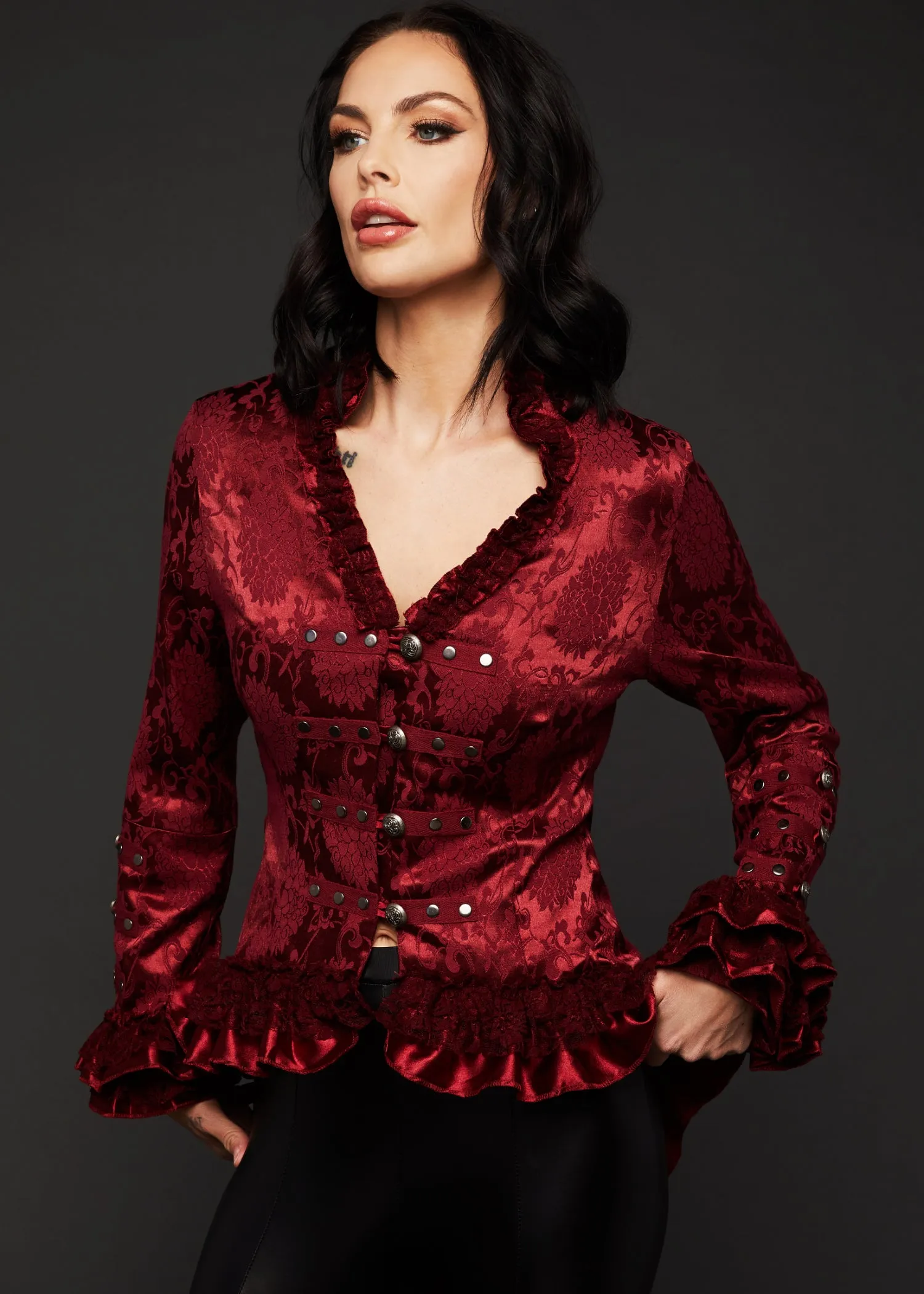 Burgundy Red Tail Jacket Gothic Steampunk Coat sold by Pretty Attitude