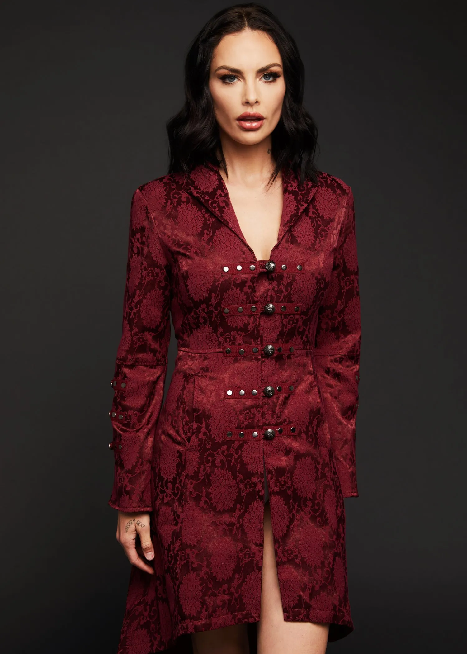 Red Gothic Coat Victorian Steampunk Jacket sold by Pretty Attitude product image thumbnail 2