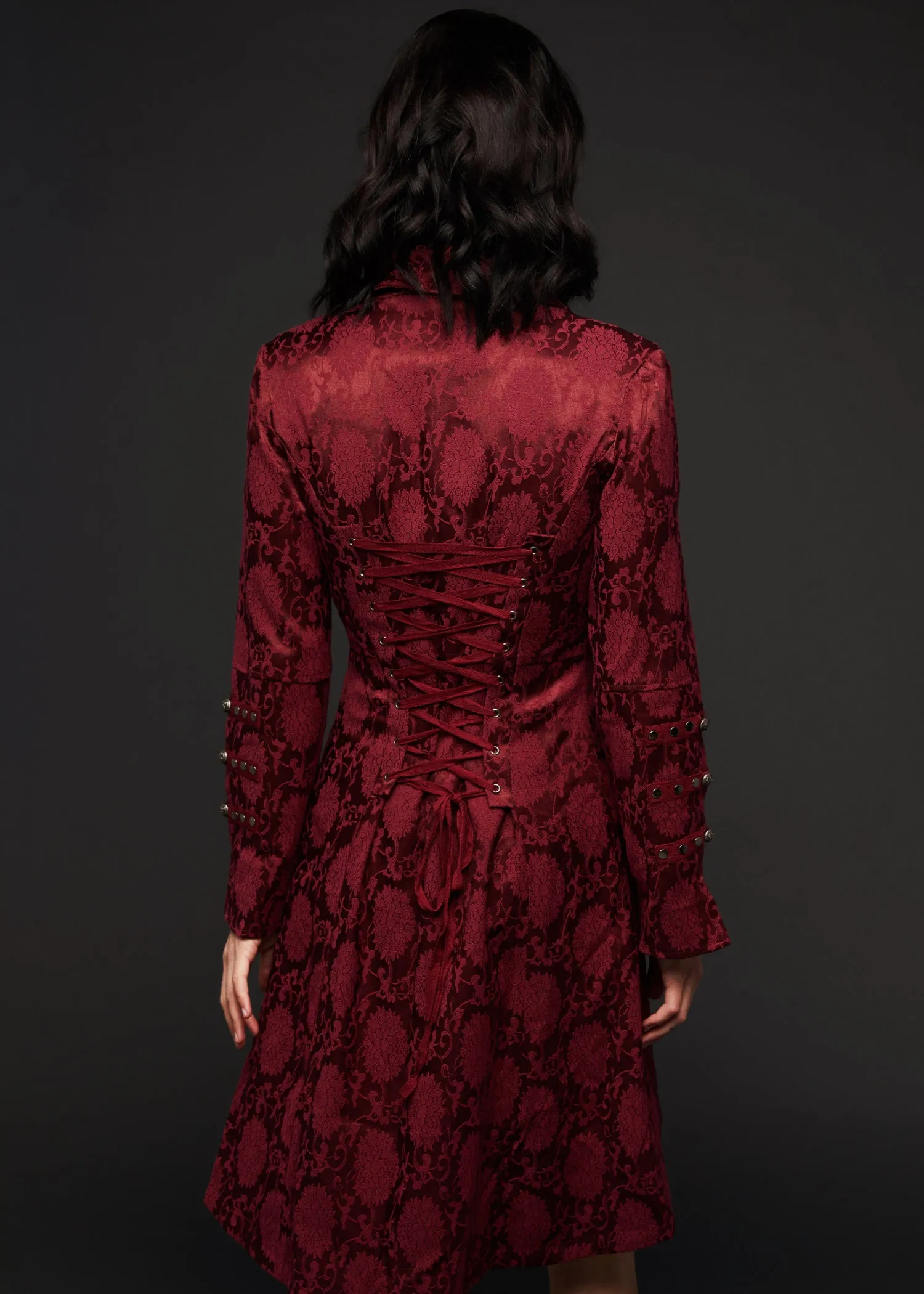 Red Gothic Coat Victorian Steampunk Jacket sold by Pretty Attitude product image thumbnail 3