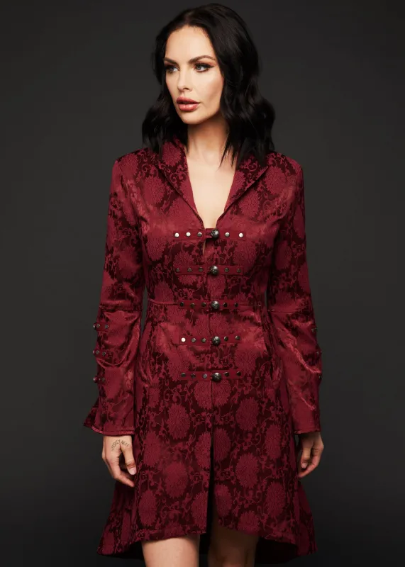 Red Gothic Coat Victorian Steampunk Jacket made by Pretty Attitude