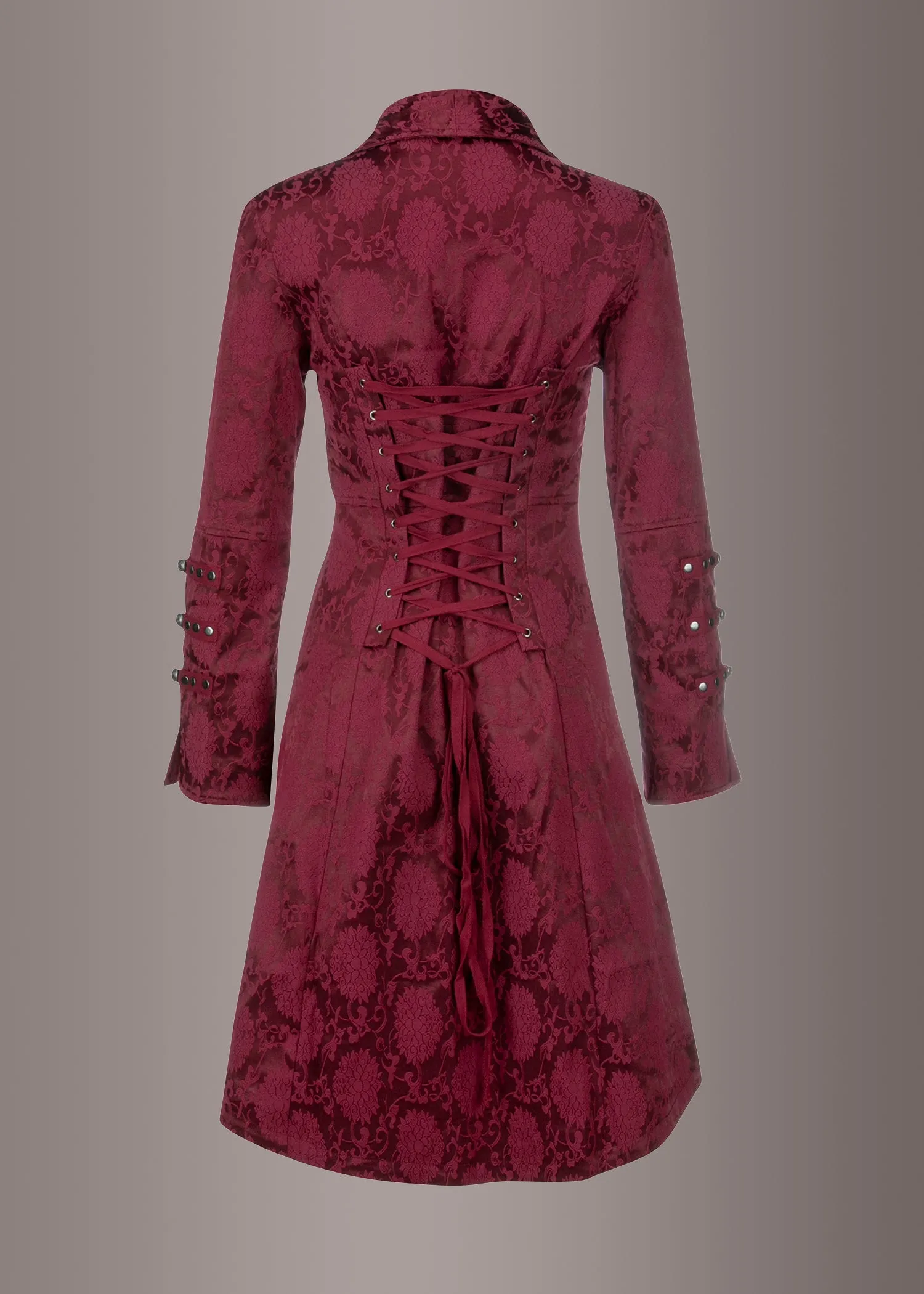 Red Gothic Coat Victorian Steampunk Jacket sold by Pretty Attitude product image thumbnail 5