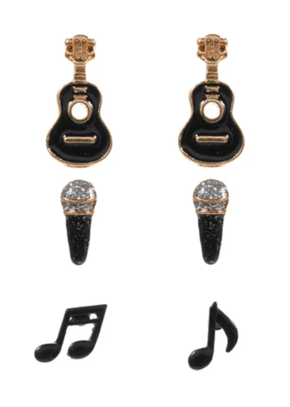 3 Pairs of Music Festival Stud Earrings sold by Pretty Attitude