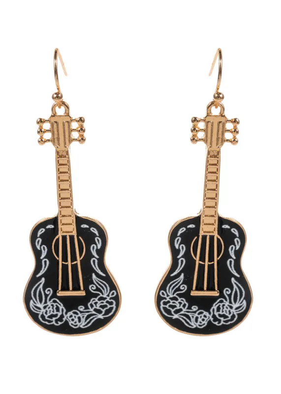 Black Acoustic Guitar Earrings Acoustic sold by Pretty Attitude