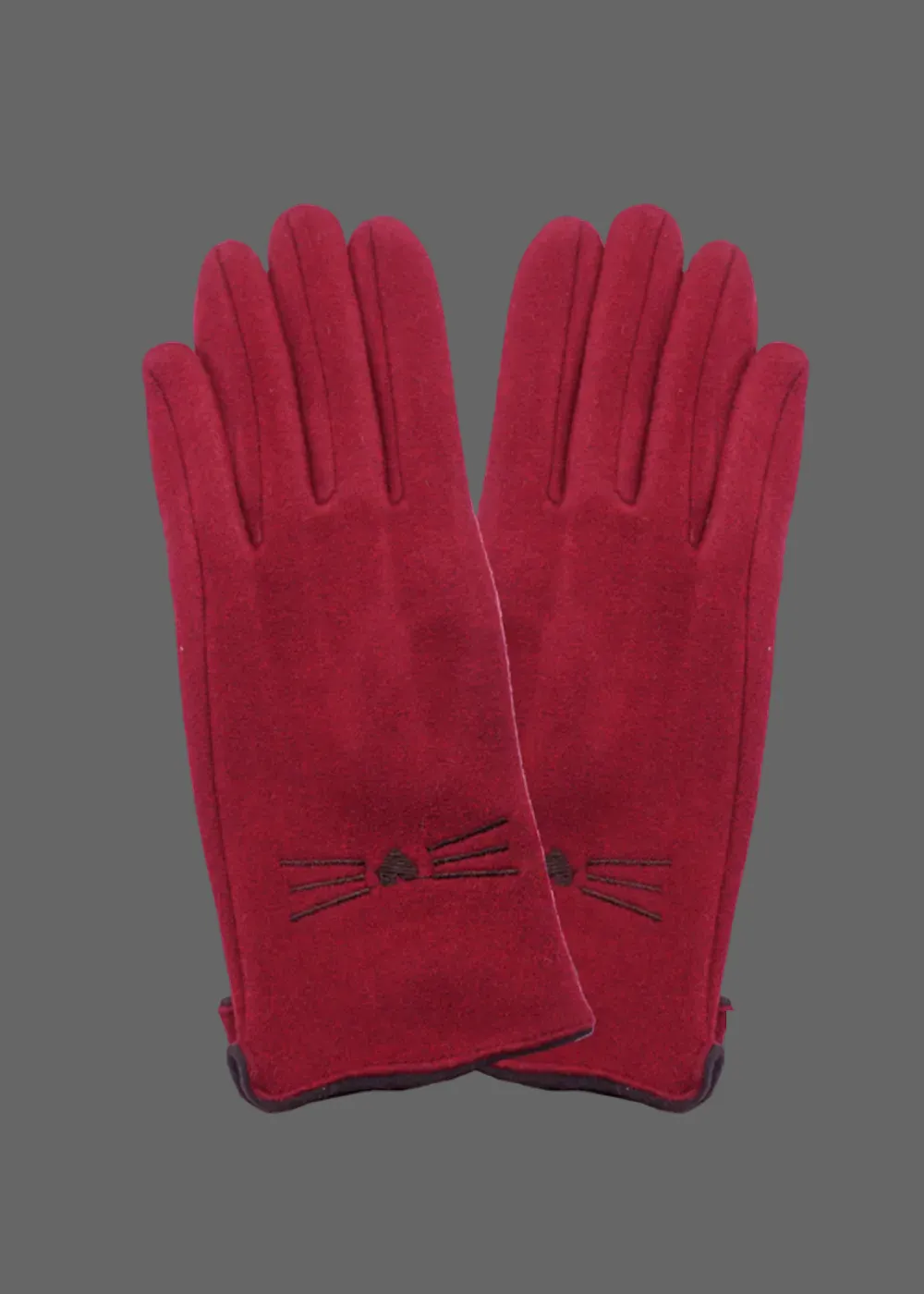 Burgundy Kitty Cat Faux Suede Smart Touch Gloves! sold by Pretty Attitude