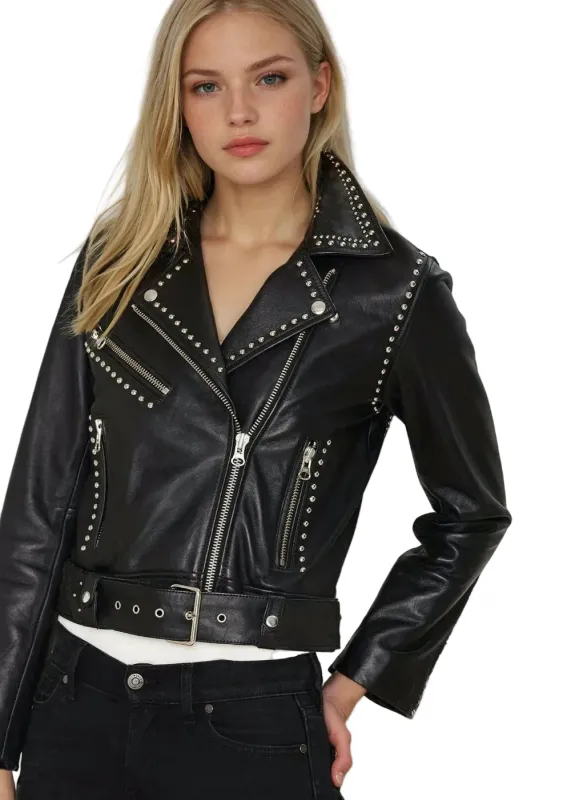 Rock On Black Studded Moto Jacket sold by Pretty Attitude