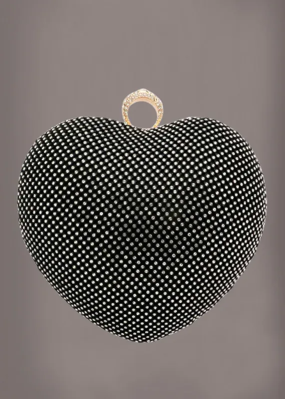 Rhinestone Black Heart Clutch sold by Pretty Attitude