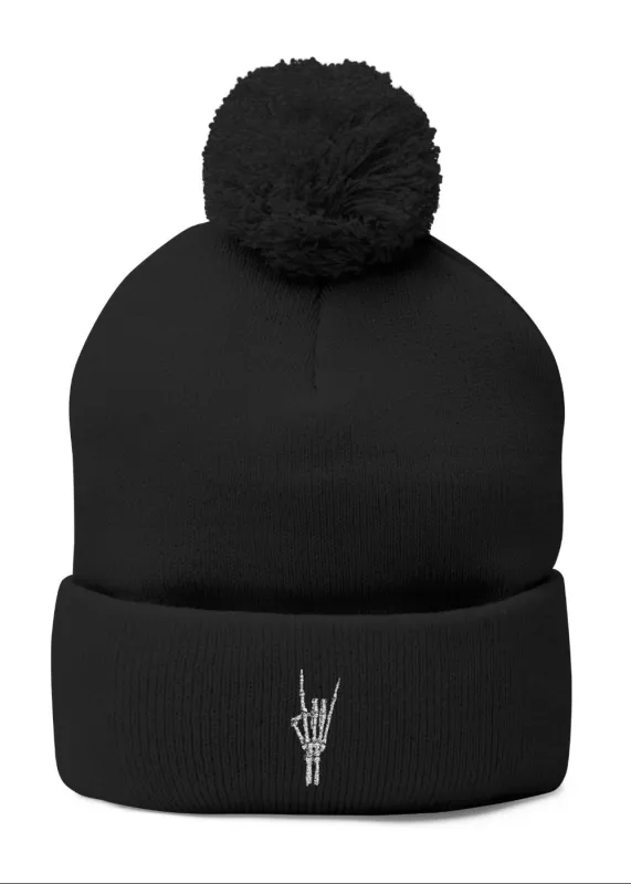 Metal Hand Pom-Pom Knit Beanie sold by Pretty Attitude