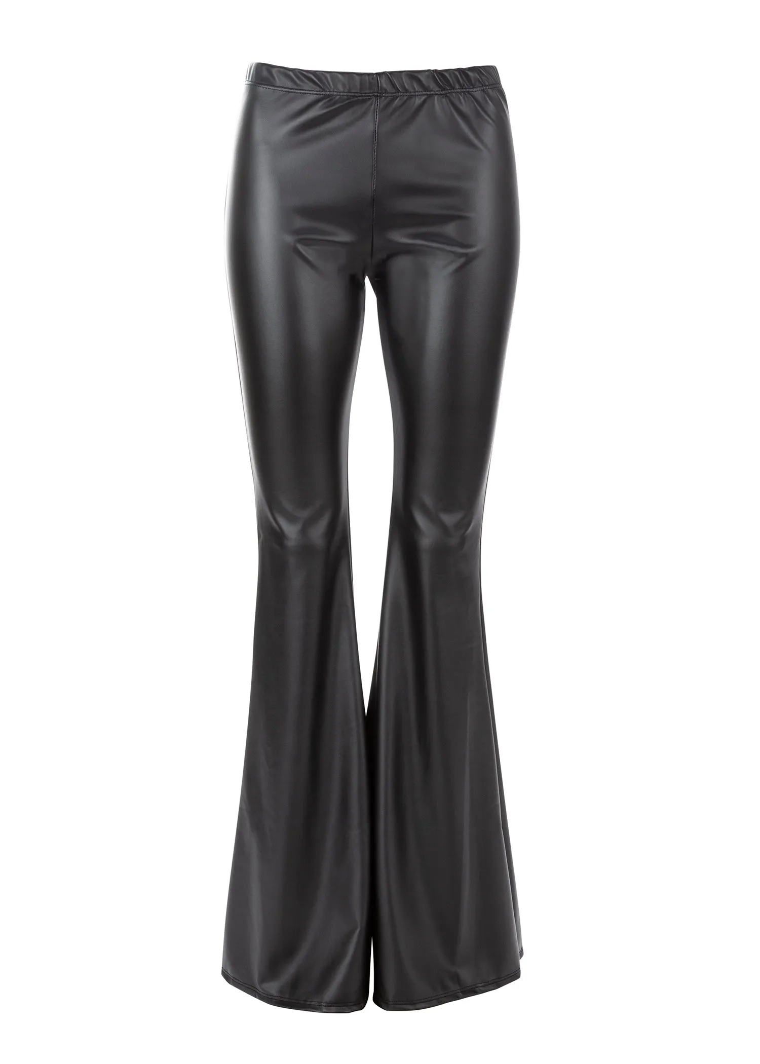 Black Faux Leather Bell Bottoms Flare Pants sold by Pretty Attitude