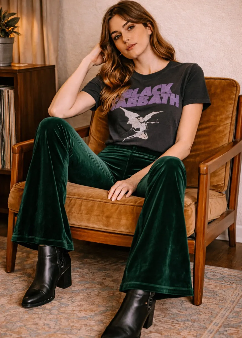 Green Velvet Bell Bottom Flare Pants sold by Pretty Attitude product image thumbnail 3