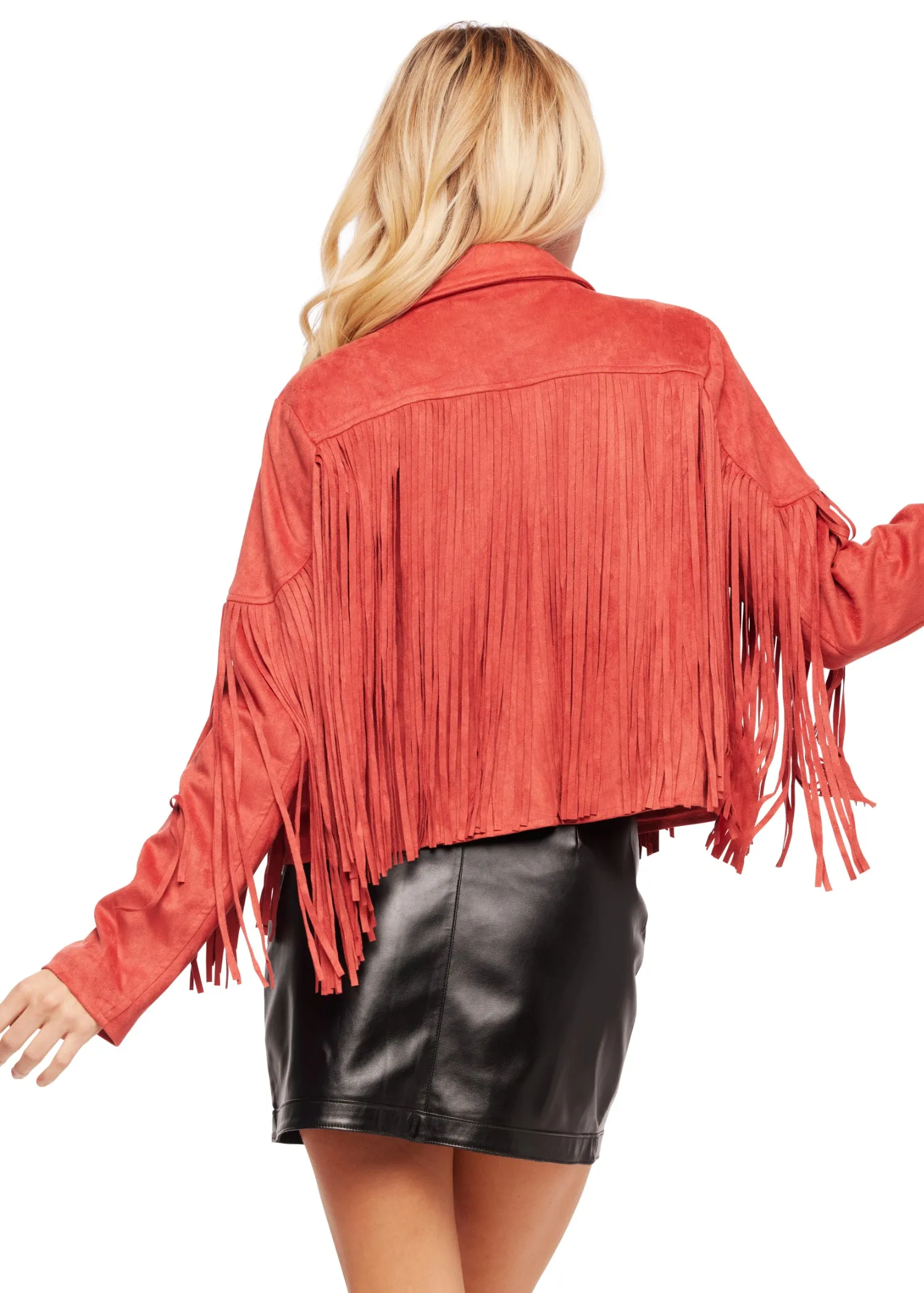 Little Red Corvette Vegan Suede Fringe Jacket sold by Pretty Attitude product image thumbnail 2