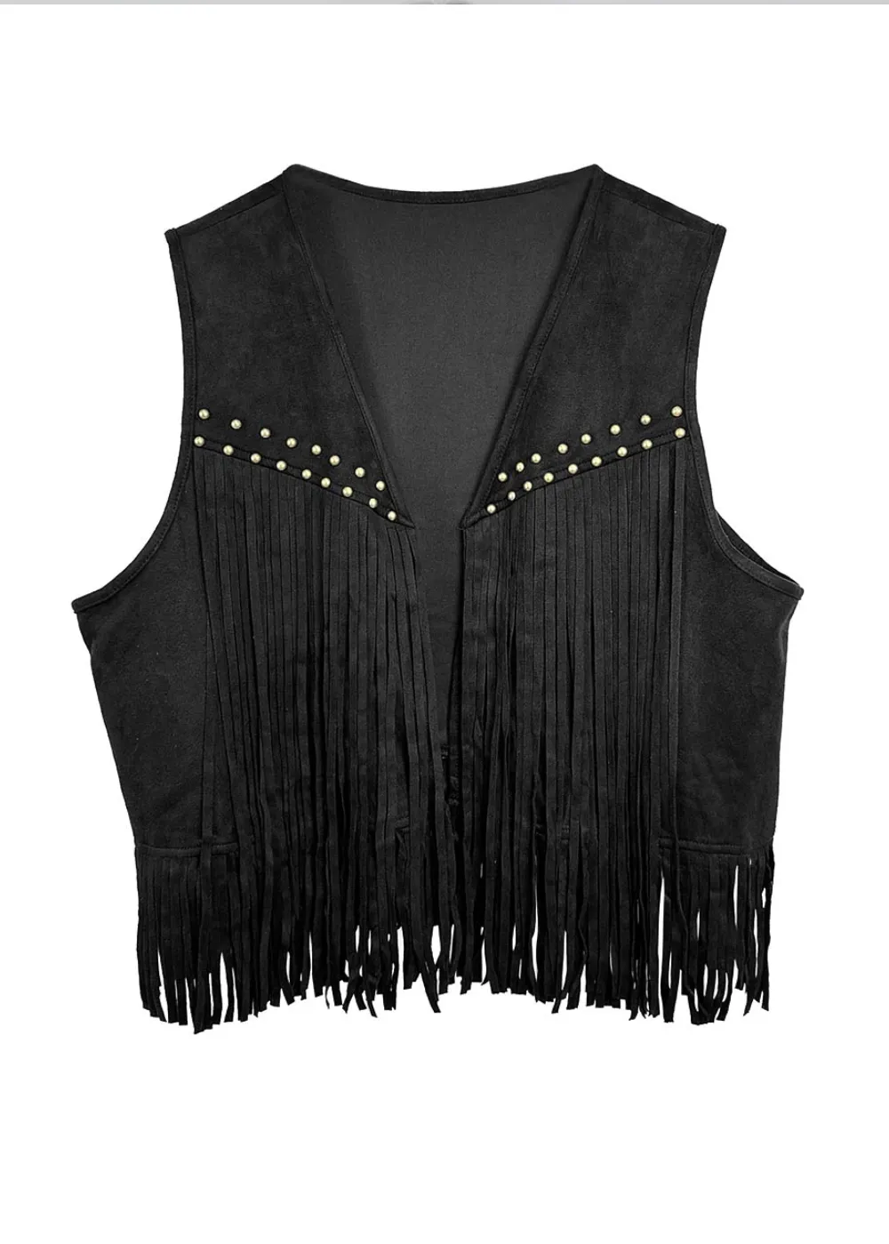 Black Faux Suede Western Fringe Vest sold by Pretty Attitude product image thumbnail 3