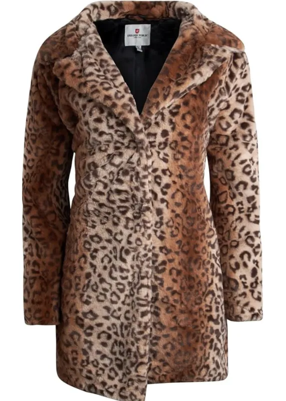 Leopard Faux Fur Coat Women's Shaggy Plush Jacket made by Pretty Attitude