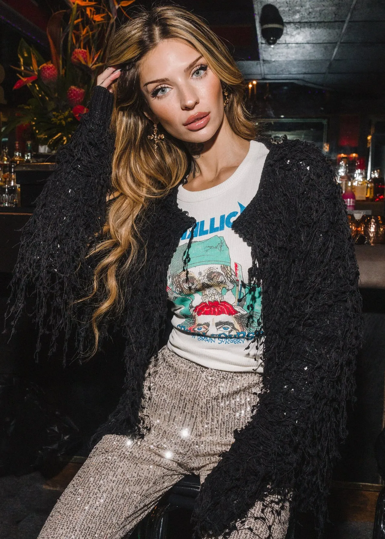 Fab Fringe Black Shaggy Open Jacket sold by Pretty Attitude product image thumbnail 5