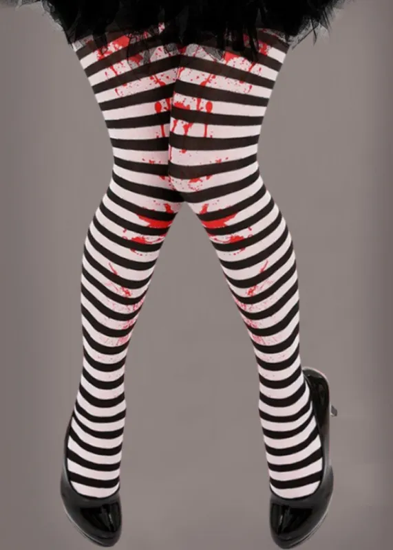 Black and White Striped Bloody Tights made by Pretty Attitude