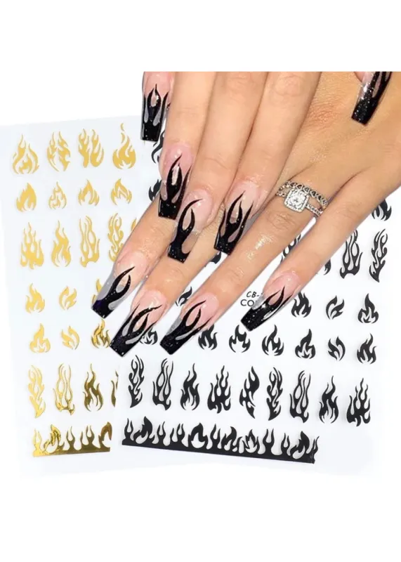 Flames Nail Stickers Fire Nail Art Decals sold by Pretty Attitude