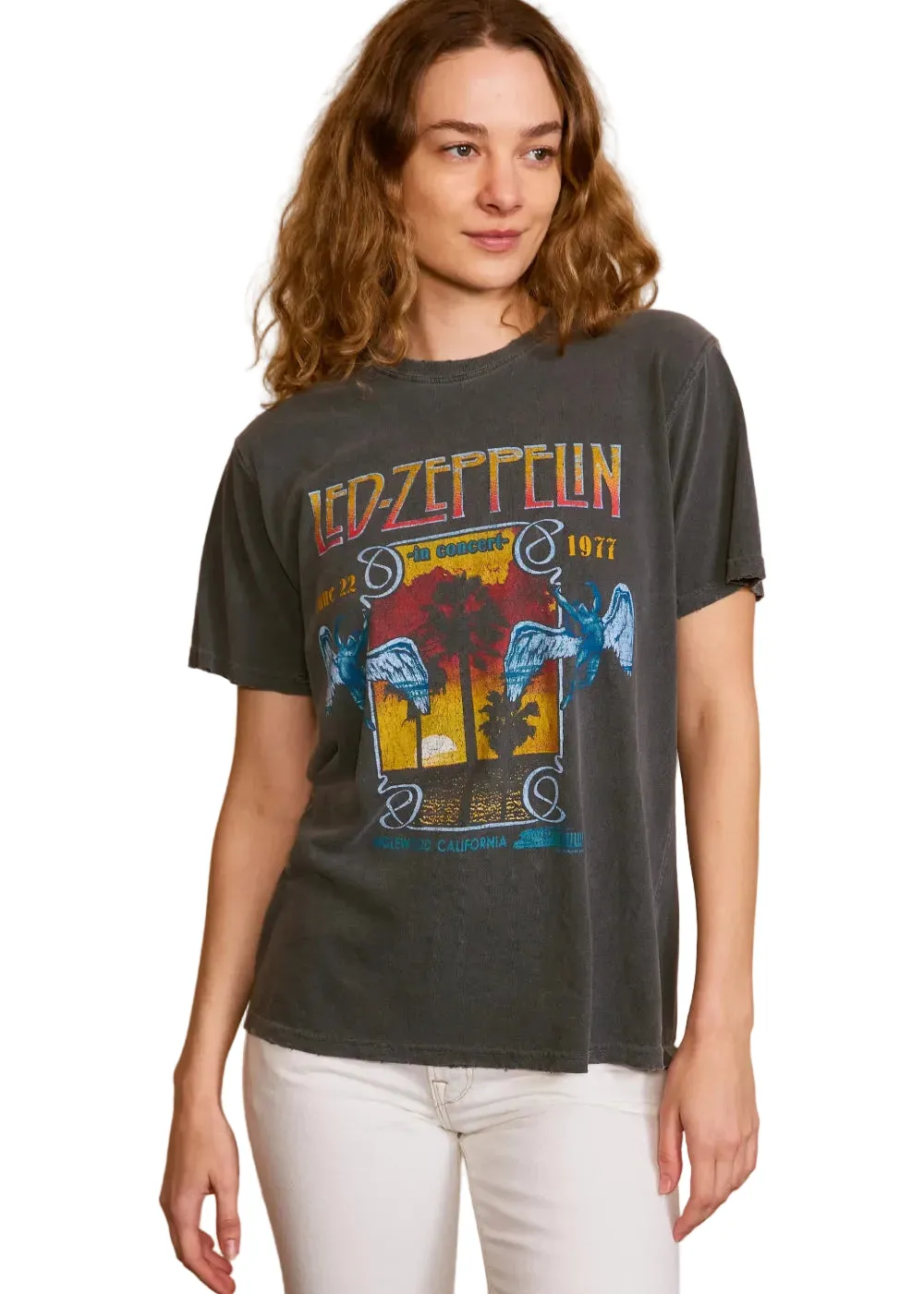 Led Zeppelin Vintage Band Tee – Sunkissed Gray Graphic T-Shirt sold by Pretty Attitude