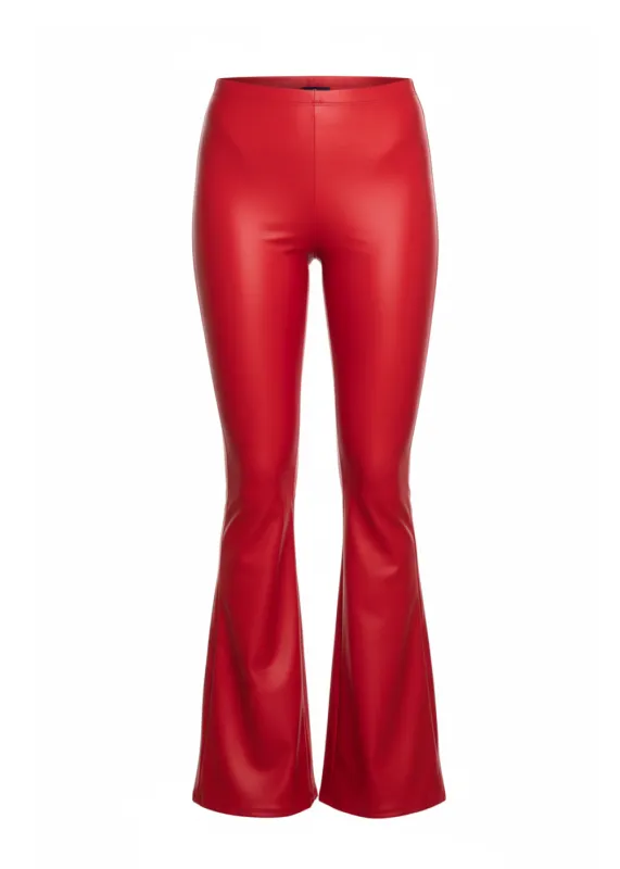 Red Faux Leather Bell Bottoms | High Rise Flare Pants made by Pretty Attitude