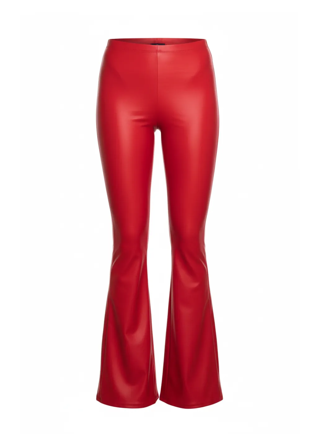 Red Faux Leather Bell Bottoms | High Rise Flare Pants sold by Pretty Attitude