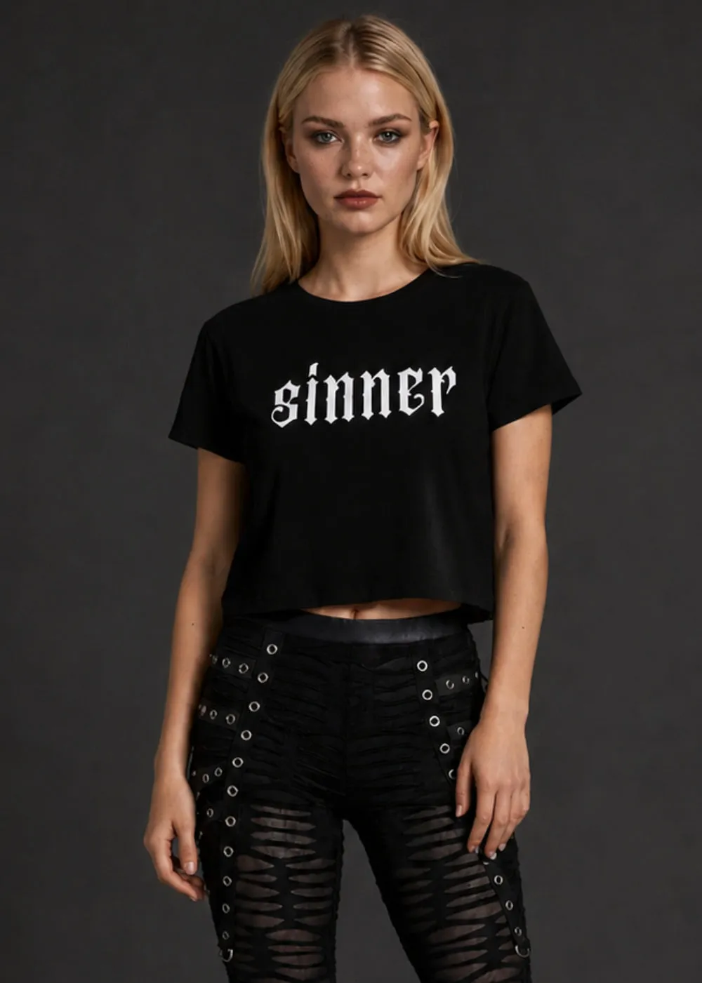 Sinner Gothic Crop Top Shirt sold by Pretty Attitude